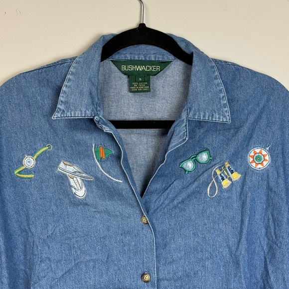 Vintage Denim Embroidered Button Down sz S - Picture 3 of 6